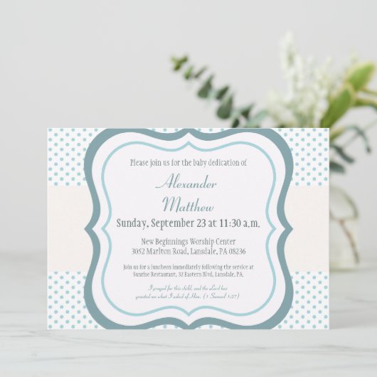 Modische Baby-Widmungs-Taufeinladung Einladung (Stehend Vorderseite)