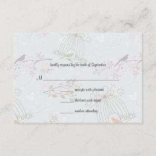 Modische Birdcages und FlowersWedding Wartekarte RSVP Karte