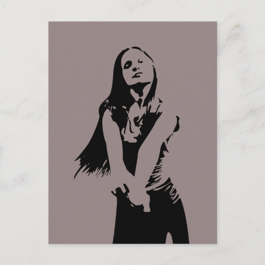 Modische Black Dancing Girl Silhouette Postkarte (Vorderseite)