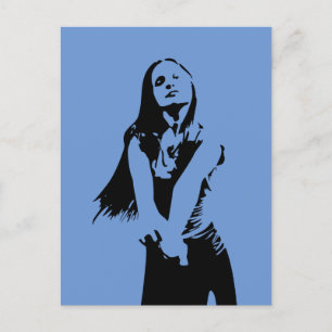 Modische Black Dancing Girl Silhouette Postkarte