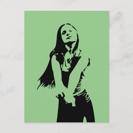 Modische Black Dancing Girl Silhouette Postkarte (Vorderseite)