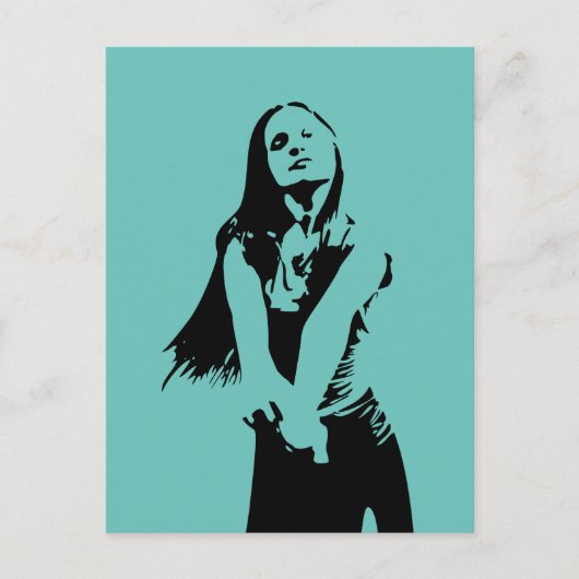 Modische Black Dancing Girl Silhouette Postkarte (Vorderseite)