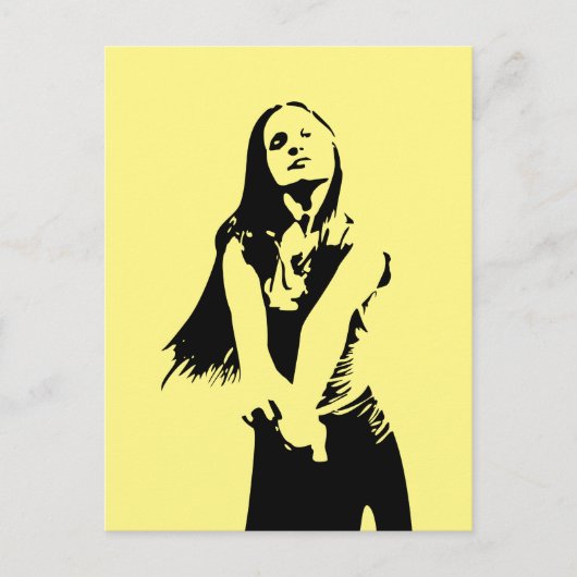 Modische Black Dancing Girl Silhouette Postkarte (Vorderseite)