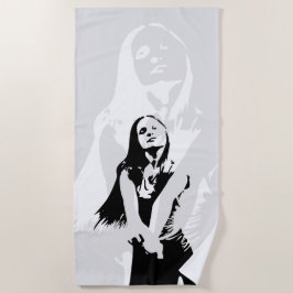 Modische Black Dancing Girl Silhouette Strandtuch