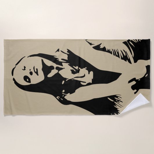 Modische Black Dancing Girl Silhouette Strandtuch (Vorderseite)