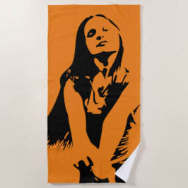 Modische Black Dancing Girl Silhouette Strandtuch
