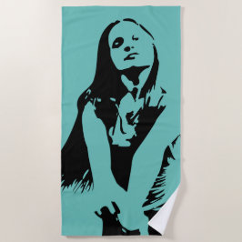 Modische Black Dancing Girl Silhouette Strandtuch