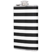 Modische breite horizontale Schwarzweiss-Streifen Flachmann (Links)