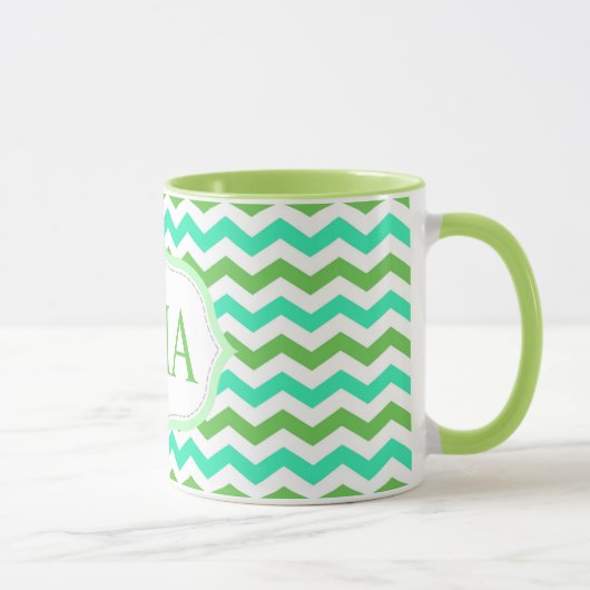 Modische, coole, frische Chevron-Monogramm-Initial Tasse (Rechts)
