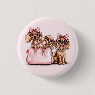 Modische Dackel Hunde rosa Purpur Button