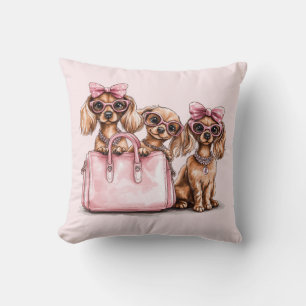 Modische Dackel Hunde rosa Purpur Kissen