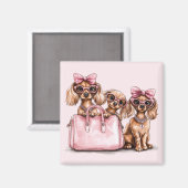 Modische Dackel Hunde rosa Purpur Magnet (Vorderseite/Rückseite)