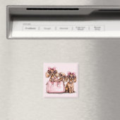 Modische Dackel Hunde rosa Purpur Magnet (In Situ (Geschirrspüler))