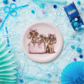 Modische Dackel Hunde rosa Purpur Pappteller (Party)