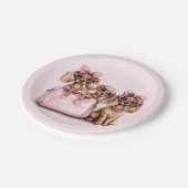 Modische Dackel Hunde rosa Purpur Pappteller (Schrägansicht)
