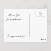 modische Damask aqua business DankeYou Cards Postkarte (Rückseite)