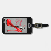 Modische Dame in Rot-Stiletto-Gepäckmarke Gepäckanhänger (Vorderseite horizontal)
