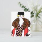 modische Dame Postkarte (Stehend Vorderseite)