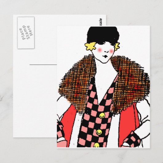 modische Dame Postkarte (Vorne/Hinten)
