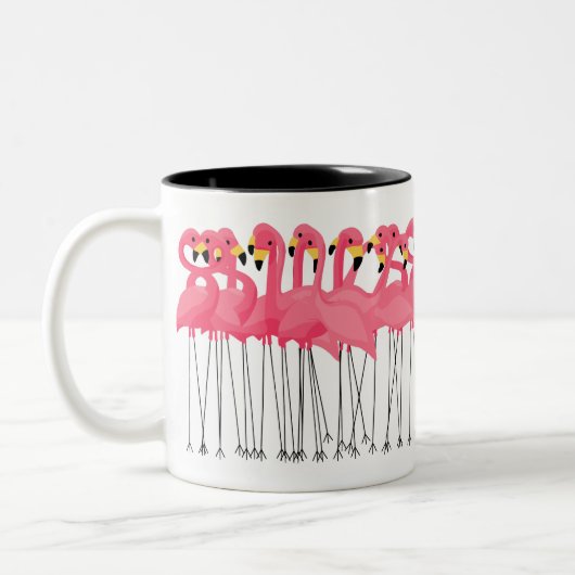 Modische Flamingos Zweifarbige Tasse (Links)