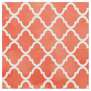 Modische Flammen-orange Aquarell Quatrefoil Muster Stoff