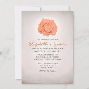 Modische florale Korallen-Hochzeitseinladungen Einladung