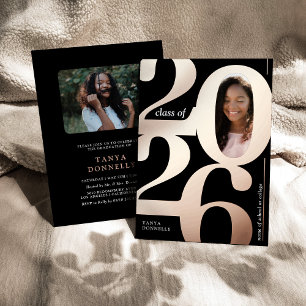 Modische Foto-Abschlussfeier Roségold Folieneinladung