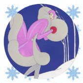 Modische Frau im Winter Runder Aufkleber