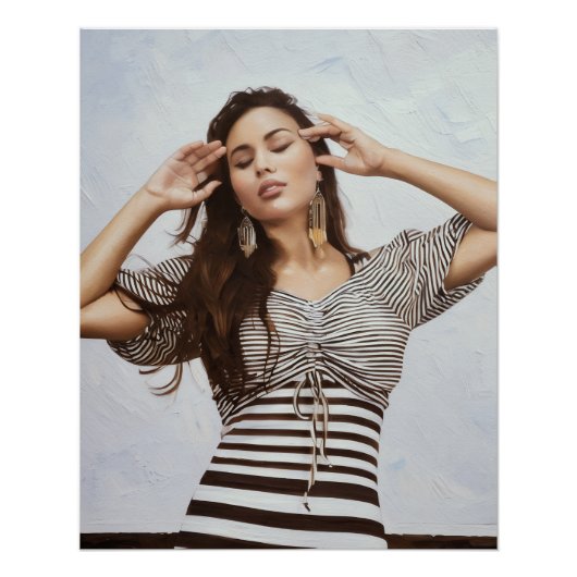 Modische Frau in Strickkleidung Poster (Vorderseite)