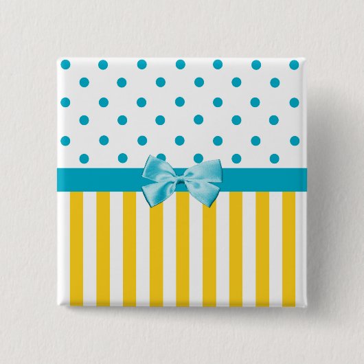 Modische gelbe Streifen mit blauem Band Button (Vorderseite)