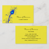 Modische gelbe und blaue Pfau-Feder Visitenkarte (Vorne/Hinten)