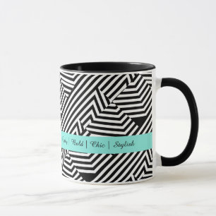 Modische geometrische Aqua-Schwarzweiss-Mode Tasse