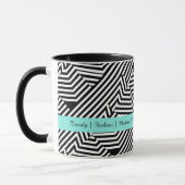 Modische geometrische Aqua-Schwarzweiss-Mode Tasse (Links)