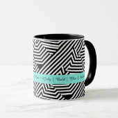 Modische geometrische Aqua-Schwarzweiss-Mode Tasse (VorderseiteRechts)