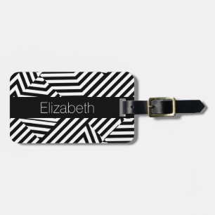 Modische geometrische Schwarzweiss-Streifen mit Gepäckanhänger