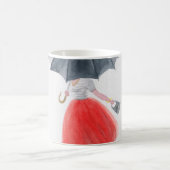 Modische Girl: Regenschirm-Illustration Kaffeetasse (Mittel)