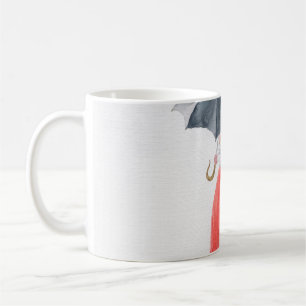 Modische Girl: Regenschirm-Illustration Kaffeetasse