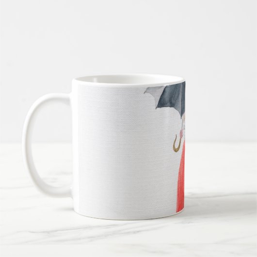 Modische Girl: Regenschirm-Illustration Kaffeetasse (Links)