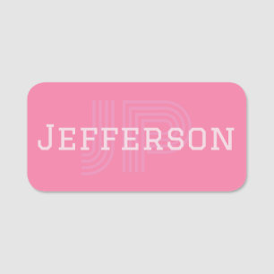 Modische Girly Flamingo Pink Moderne Mit Monogramm Namensschild