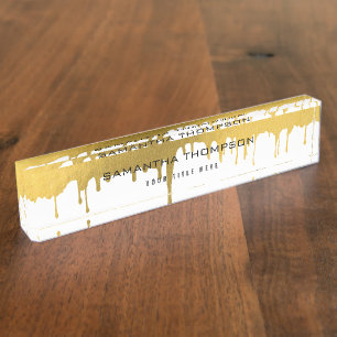 Modische Gold Metallic Tropfen Skript Custom Namensplakette