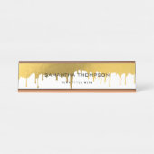 Modische Gold Metallic Tropfen Skript Custom Schreibtischnamensplakette (Vorderseite )