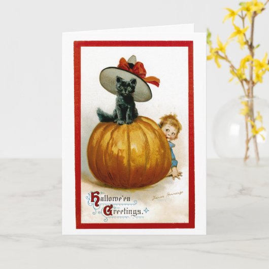 Modische Halloween Kitty Karte (Gelbe Blume)