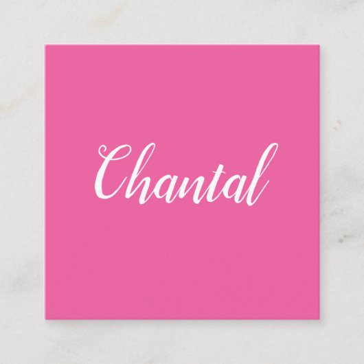 Modische handgeschriebene unbedeutende rosa quadratische visitenkarte (Vorderseite)