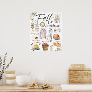 Modische Herbstfavoriten   Aquarell-Illustrationen Poster