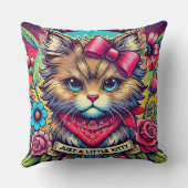 Modische Katze mit Blumenelementen Kissen (Rückseite)