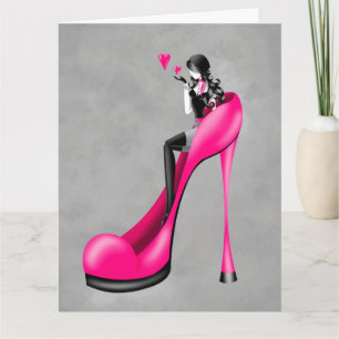 Modische Lady in Stiletto Greetings Card Karte