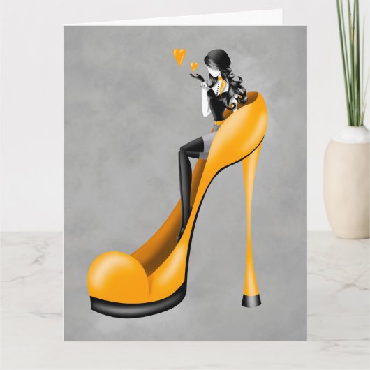 Modische Lady in Stiletto Greetings Card Karte (Vorderseite)