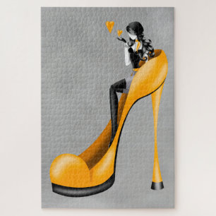 Modische Lady in Stiletto Jigsaw Puzzle