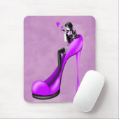 Modische Lady in Stiletto Lila Mat Mousepad (Mit Mouse)