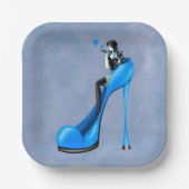 Modische Lady in Stiletto-Papierplatte Pappteller (Vorderseite)